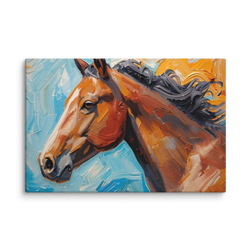 Brown horse head portrait oil painting printed on canvas