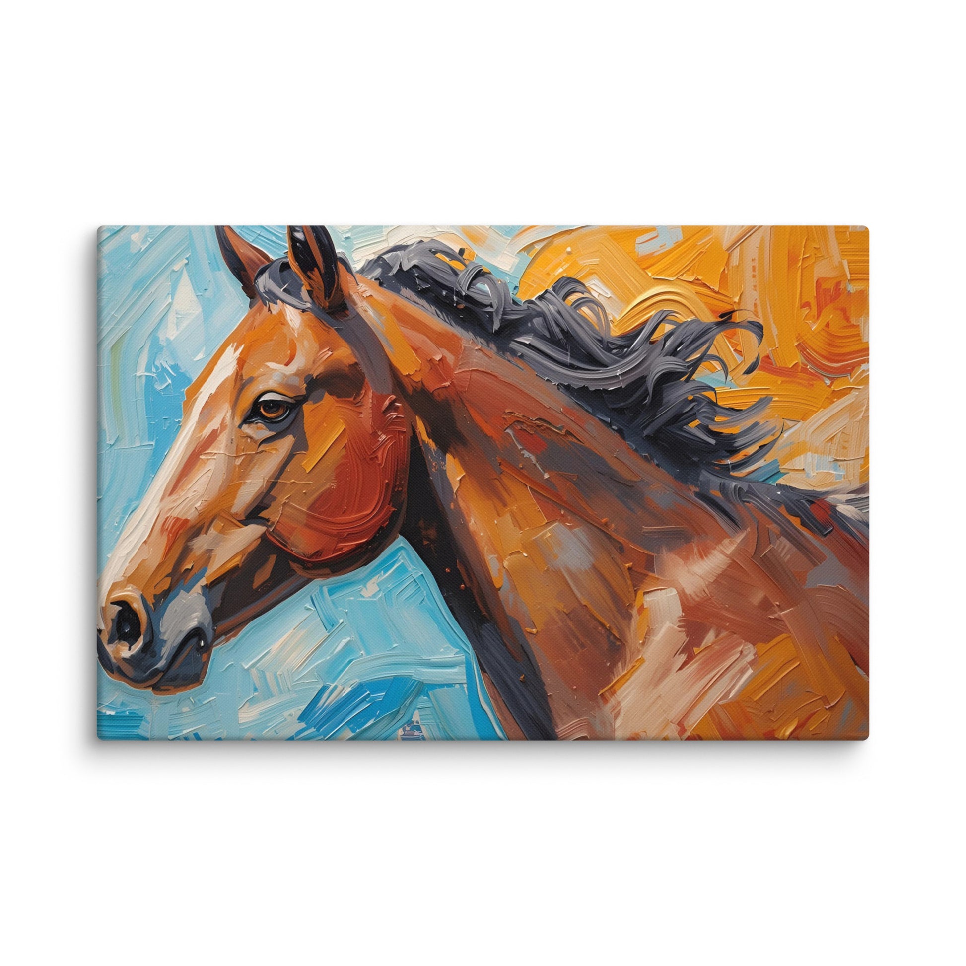 Brown horse head portrait oil painting printed on canvas