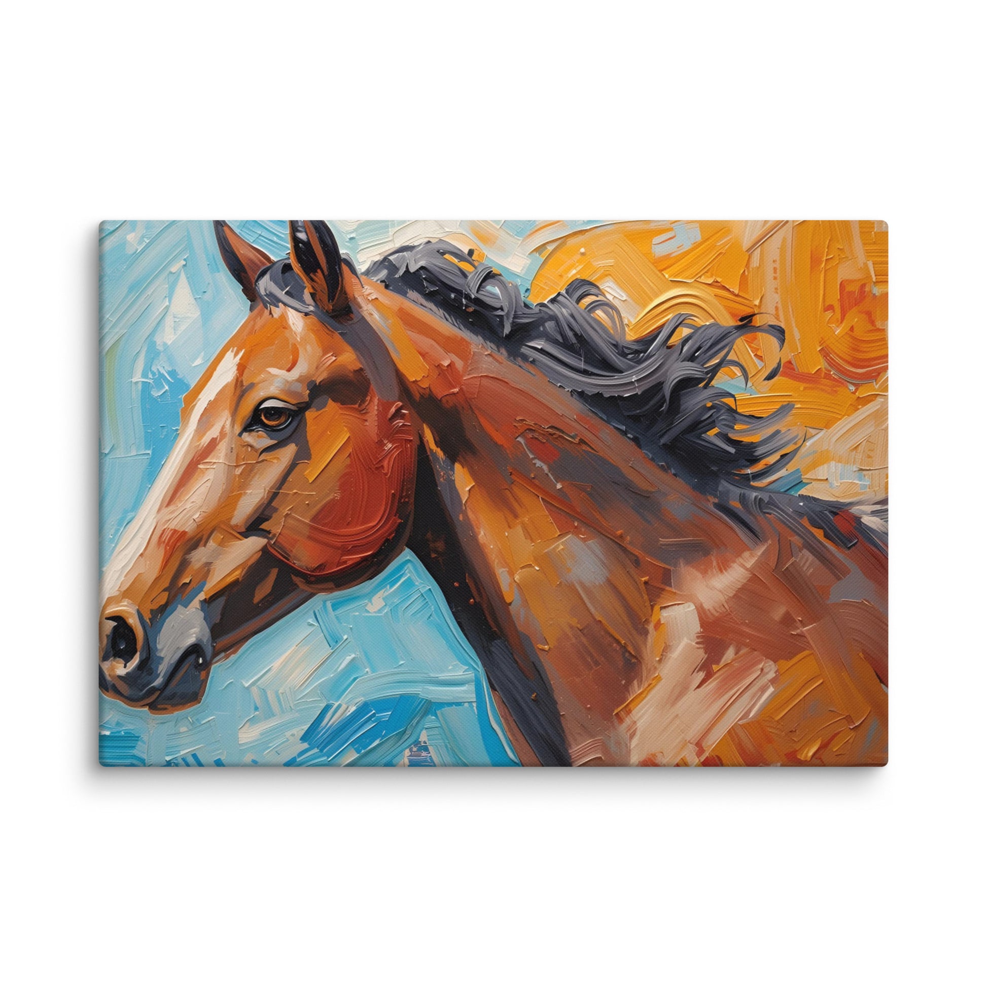 Brown horse head portrait oil painting printed on canvas